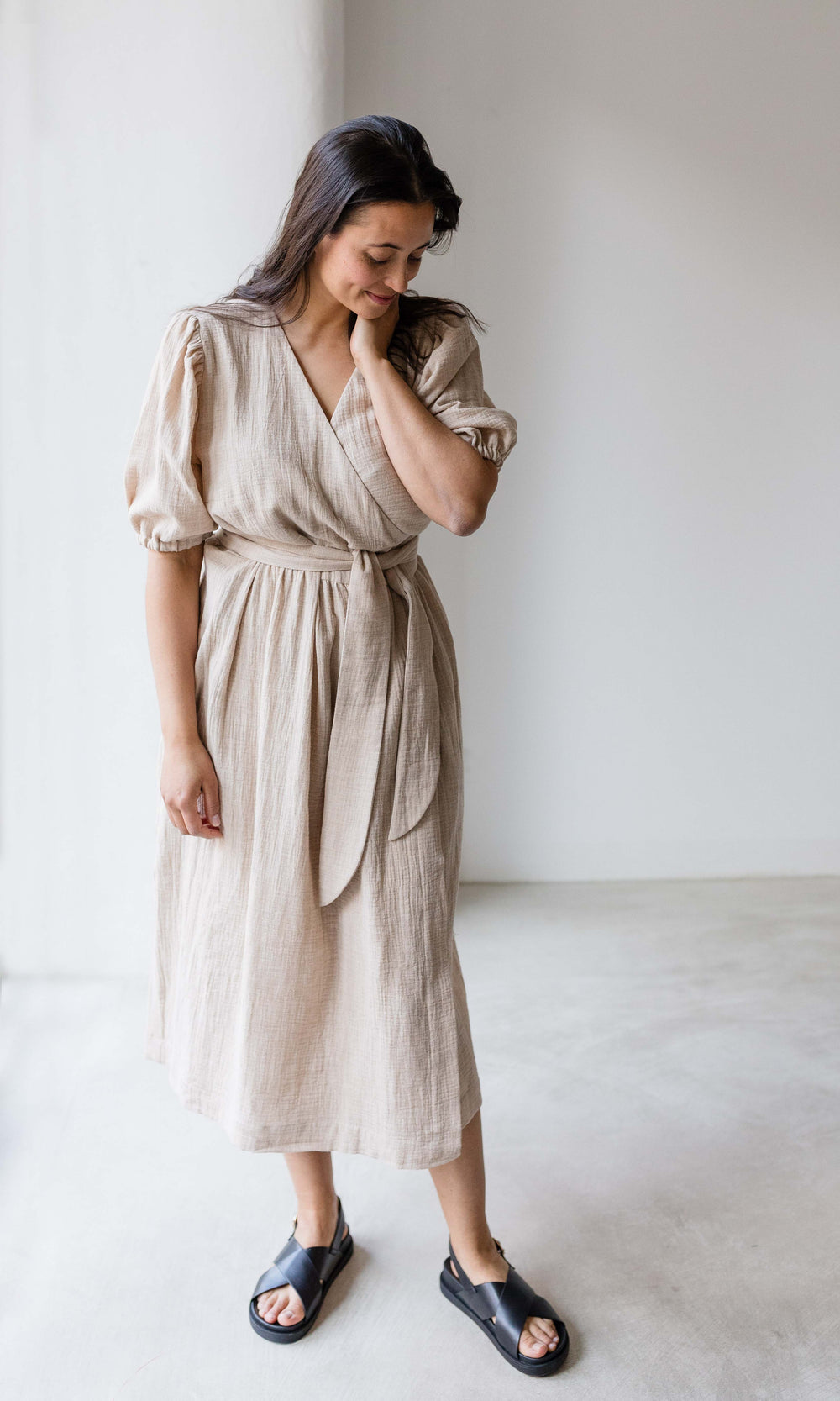 Musselin Wickelkleid Lovis - abricot coco
