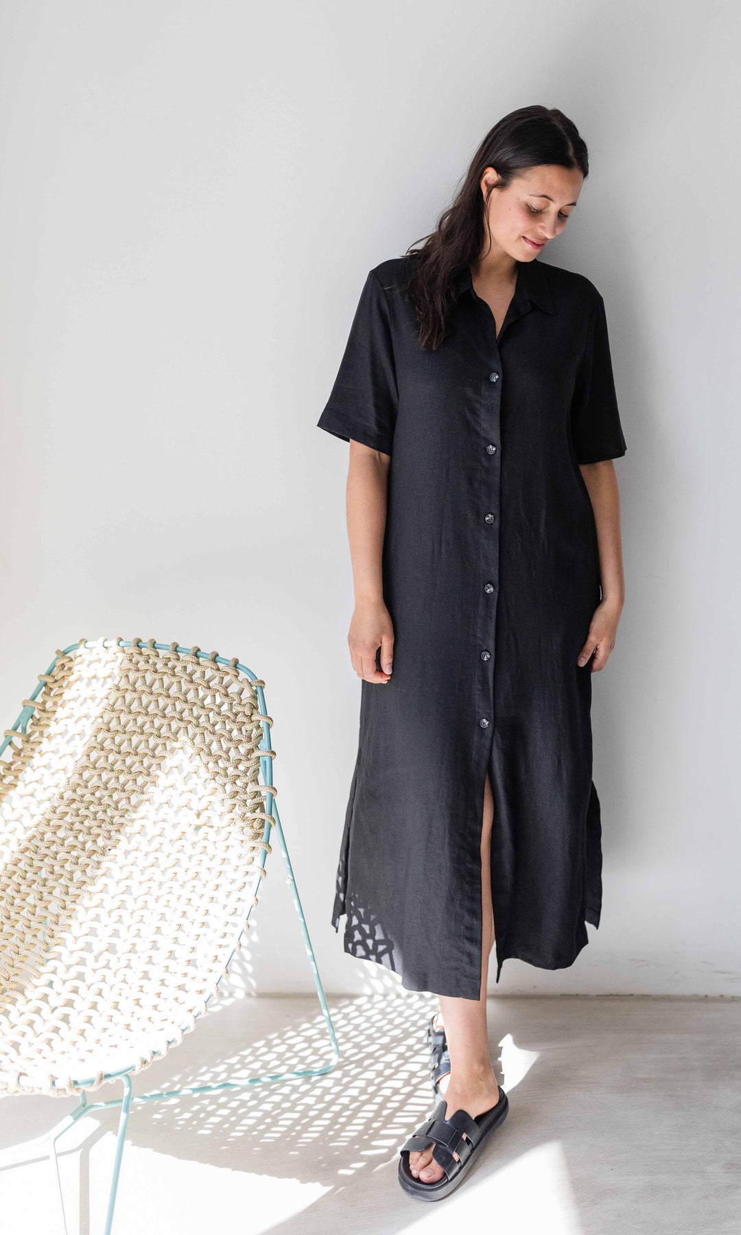 Hemdkleid aus Leinen - abricot coco