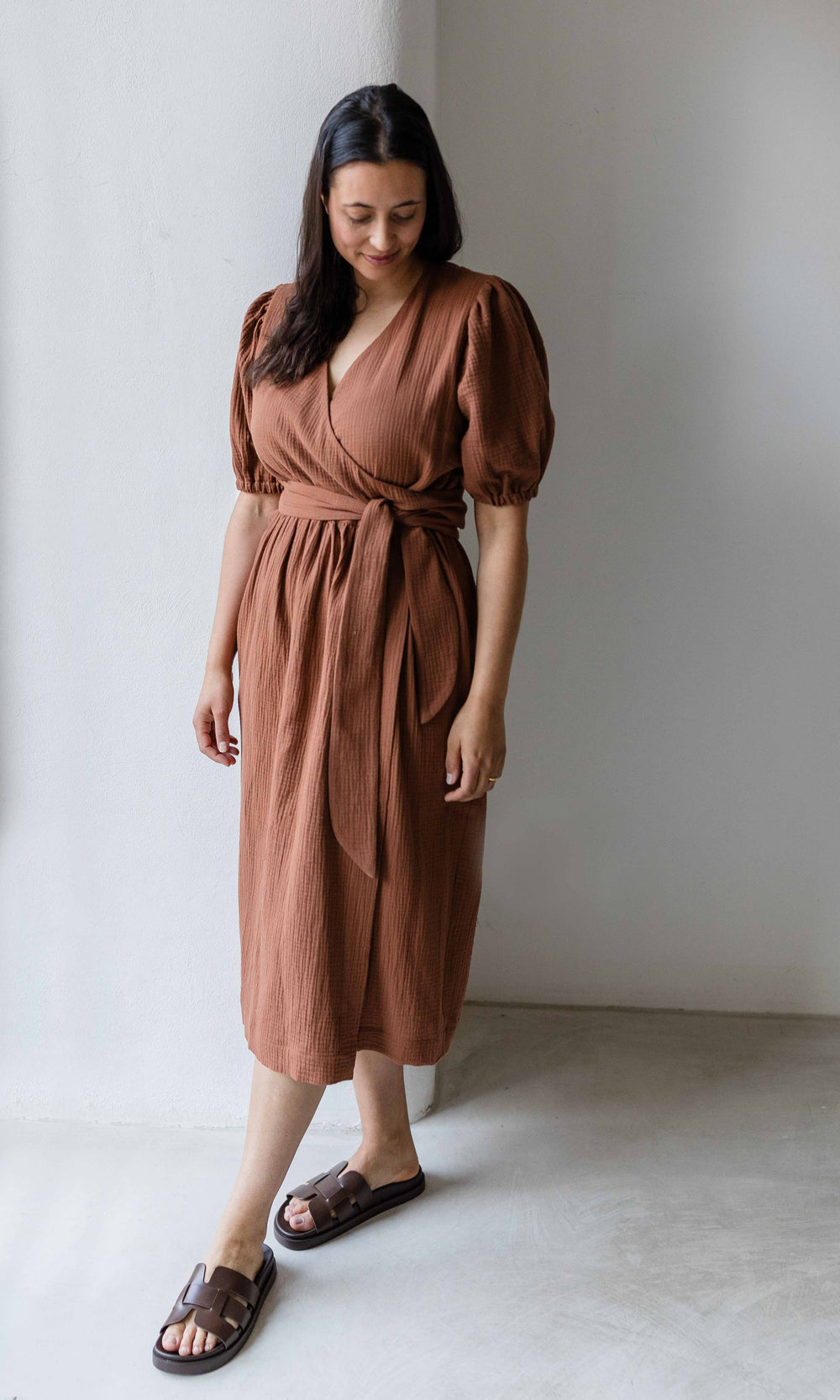 Musselin Wickelkleid Lovis - abricot coco