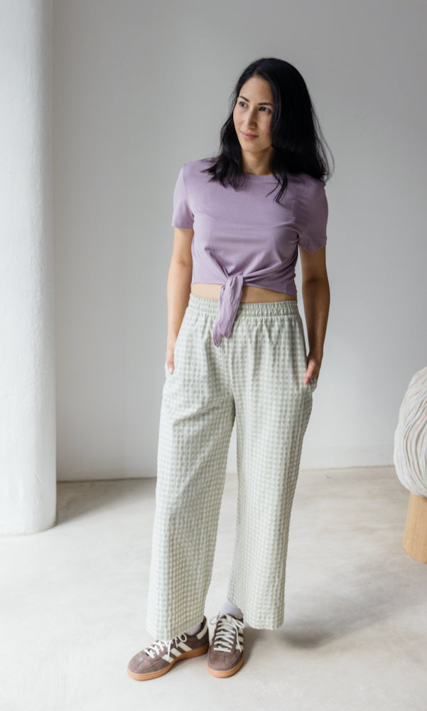 T-Shirt mit Knoten aus Bambus-Baumwollstoff – abricot coco