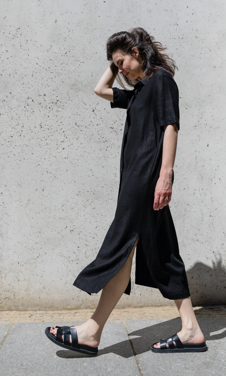 Hemdkleid aus Leinen - abricot coco