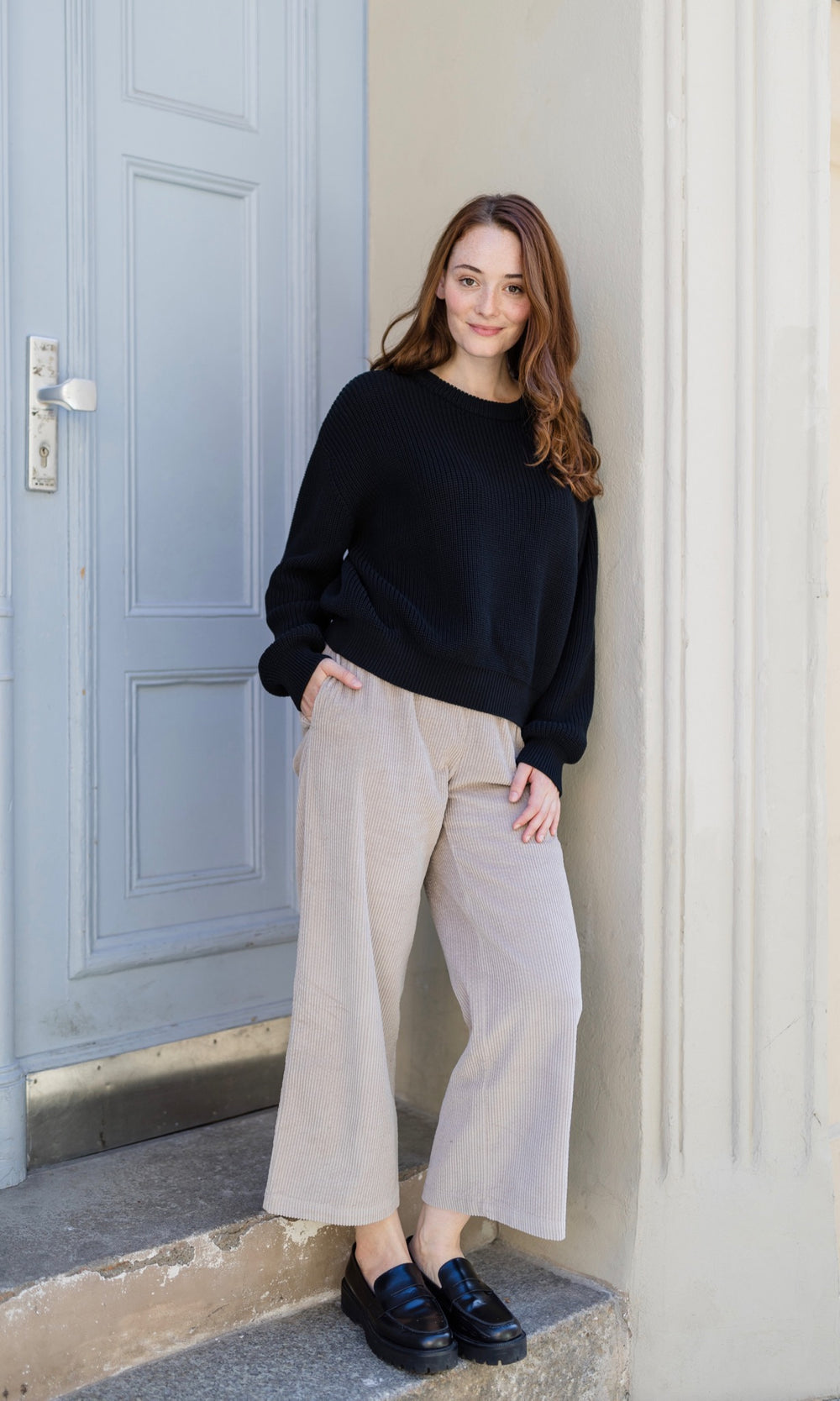 High Waist Culotte aus Cord - abricot coco