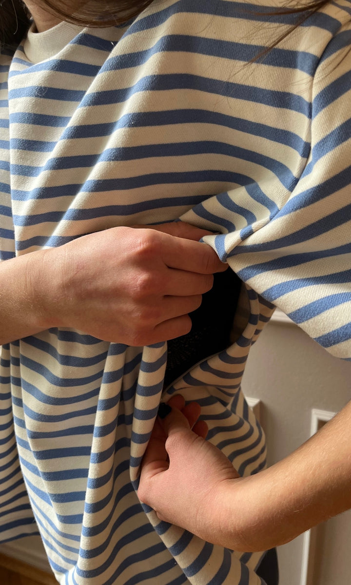 Gestreiftes Oversized T-Shirt mit Stillfunktion