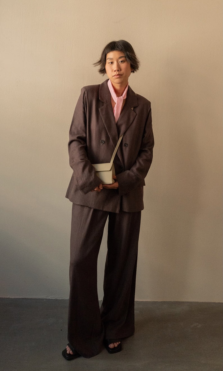 Loose Fit Blazer aus Leinen in Braun