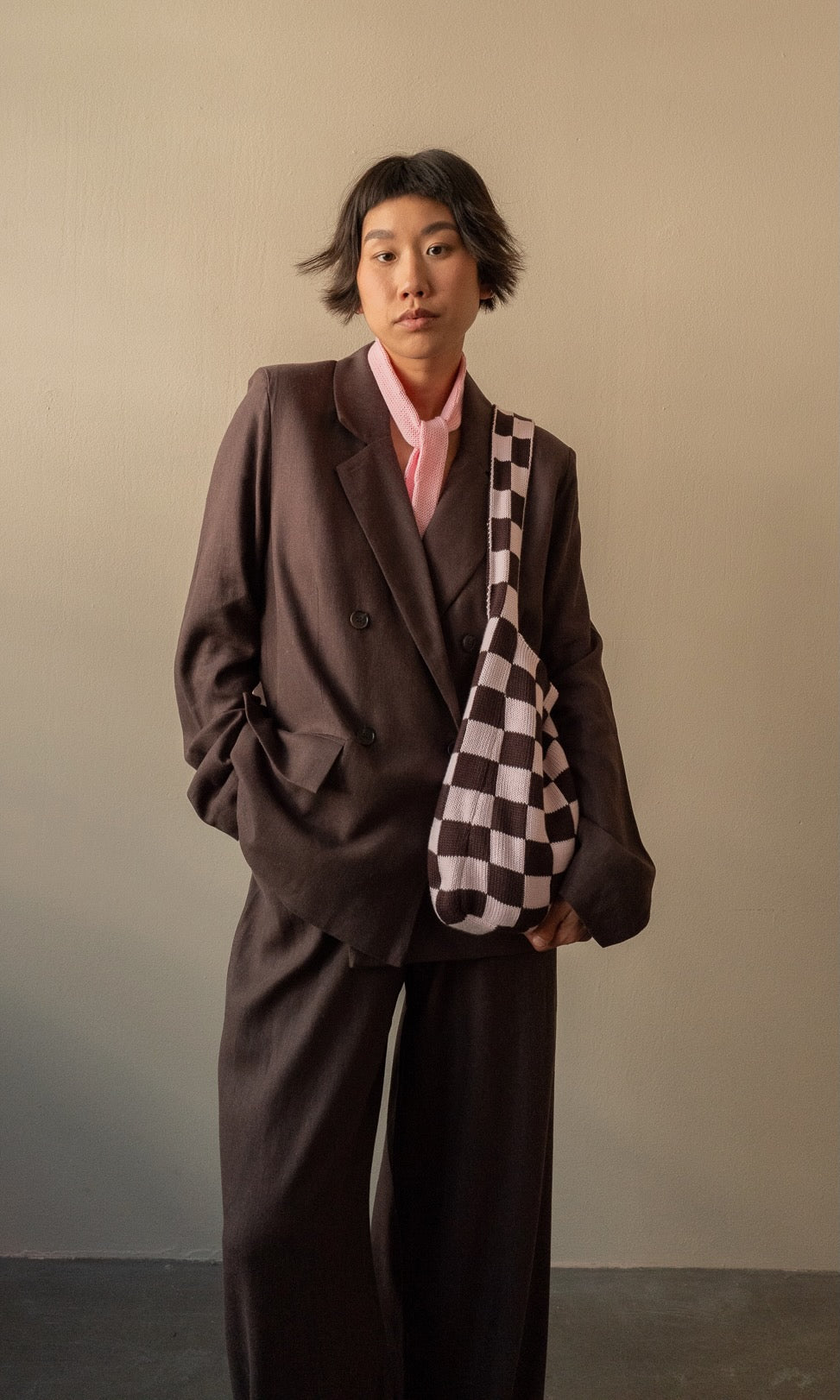 Loose Fit Blazer aus Leinen in Braun