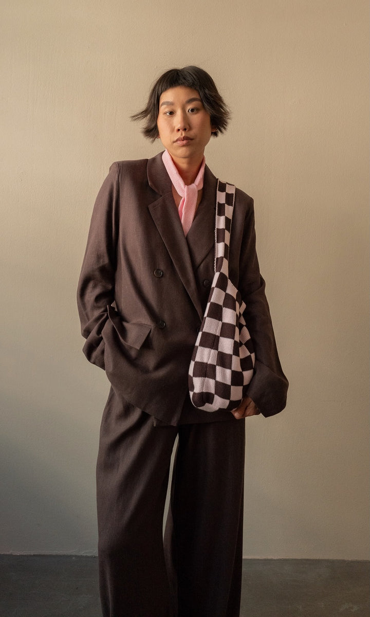 Loose Fit Blazer aus Leinen in Braun