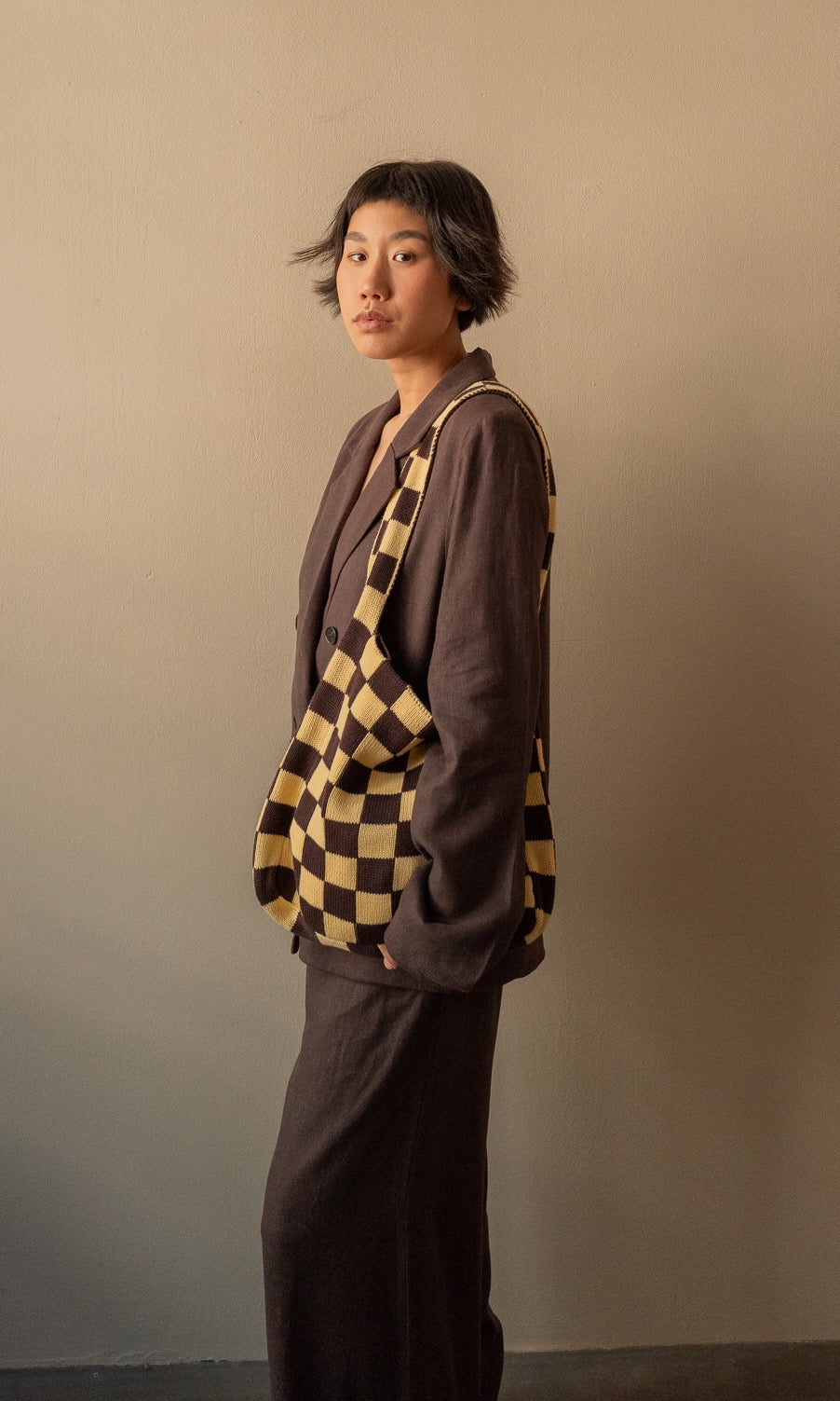 Loose Fit Blazer aus Leinen in Braun
