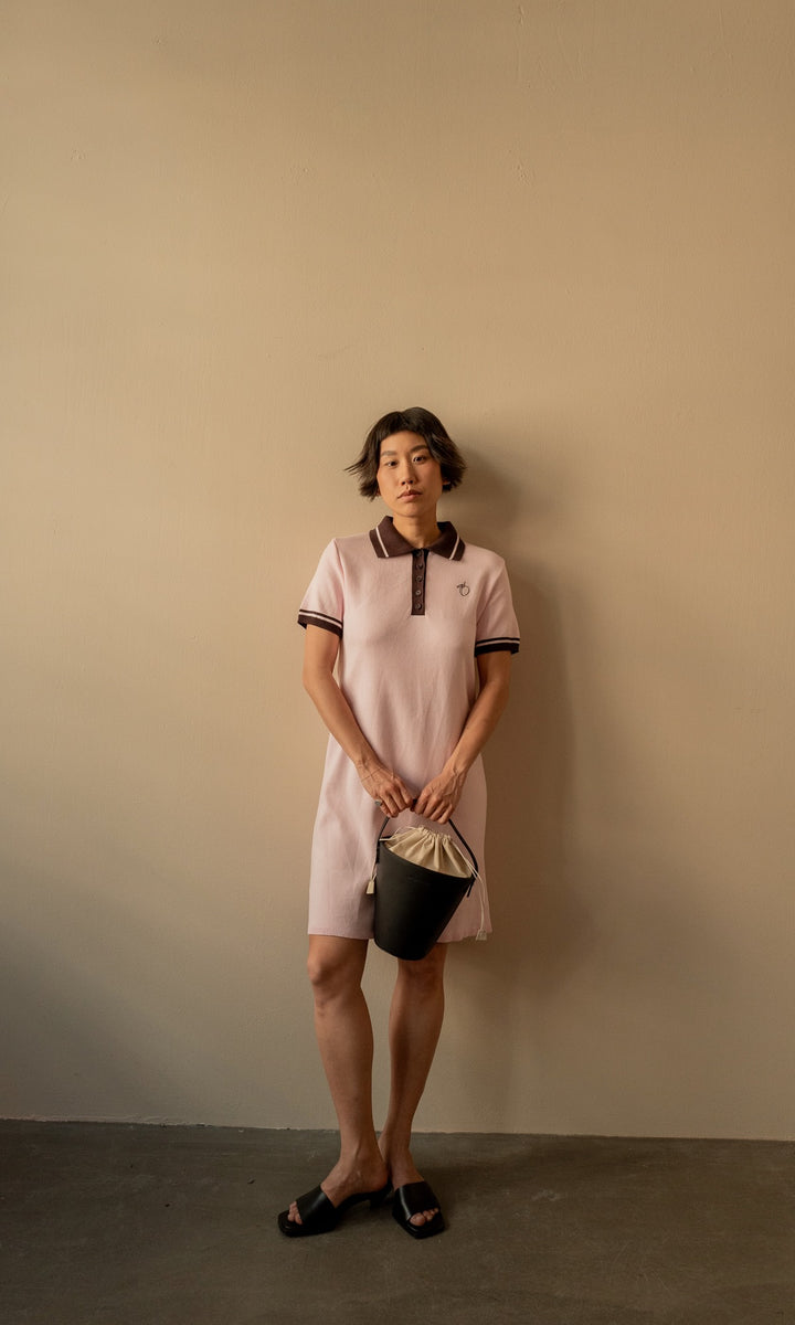 Toni Knitted T-Shirt Dress with Polo Collar