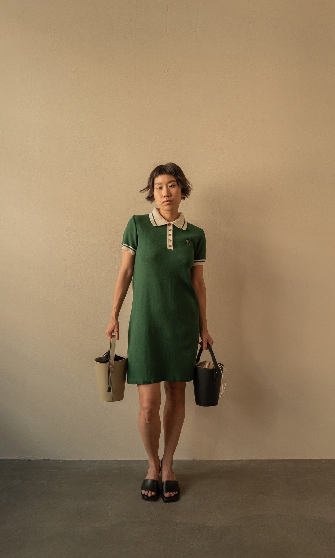 Toni Knitted T-Shirt Dress with Polo Collar