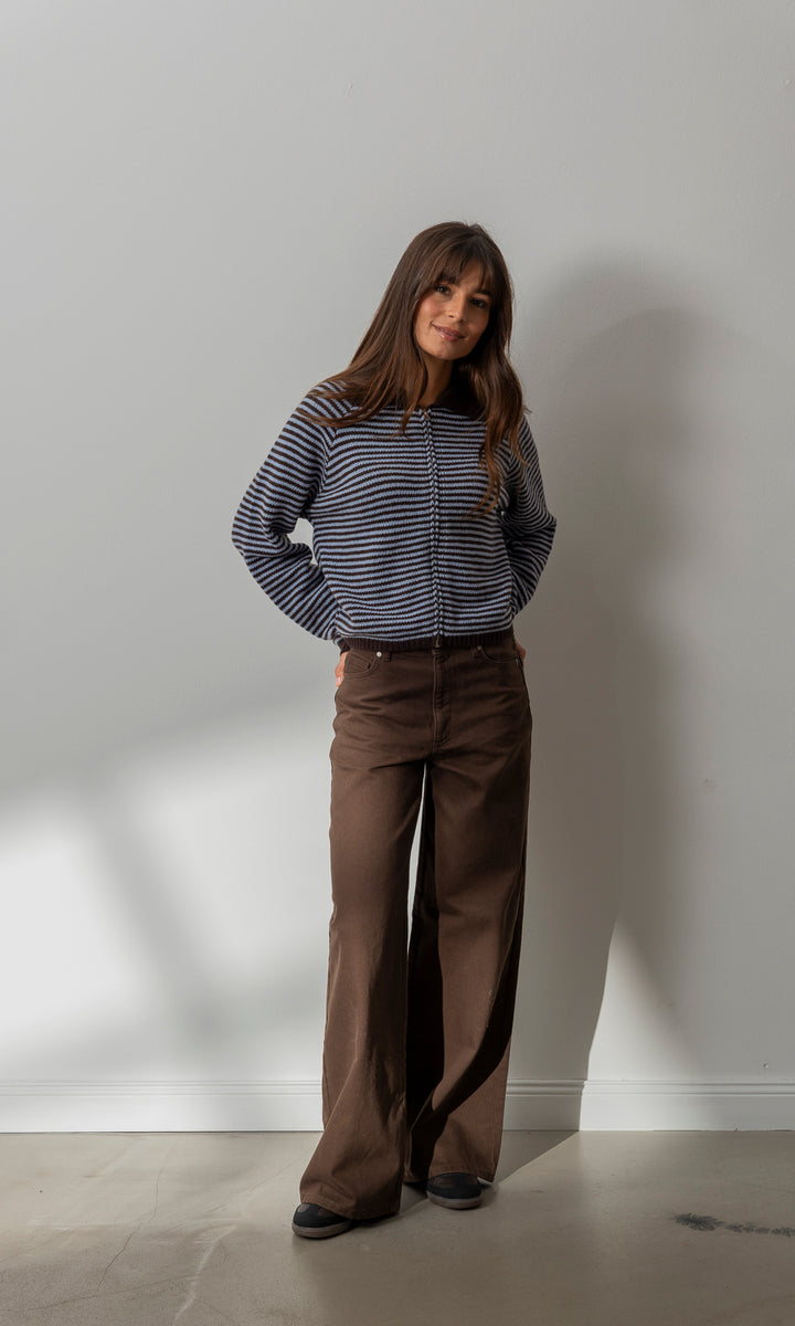 Gestreifte Strickjacke Jola mit Reißverschluss