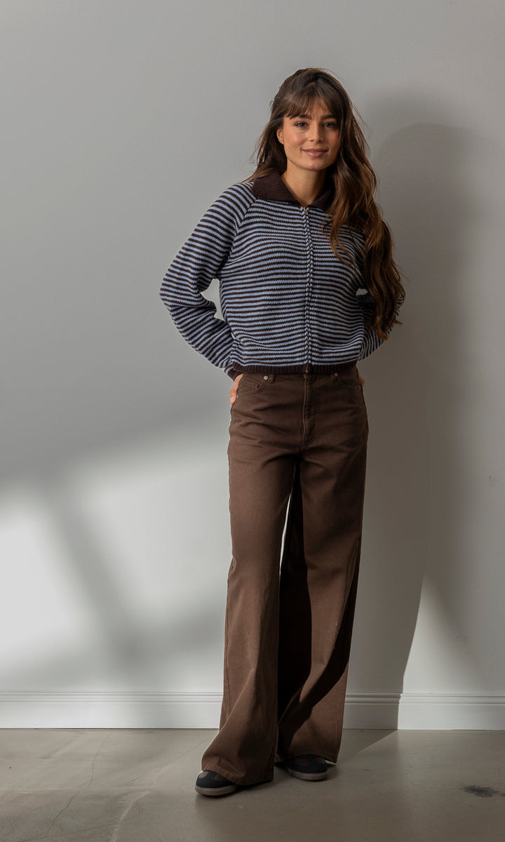 Gestreifte Strickjacke Jola mit Reißverschluss