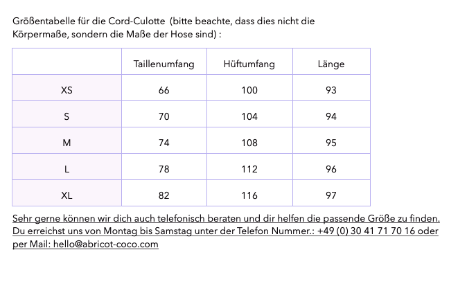 High Waist Culotte aus Cord (nur noch in M & L)