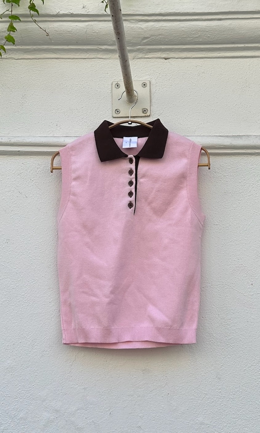 Ärmelloses Polo Top aus Strick - SAMPLE Einzelstück Größe S/M