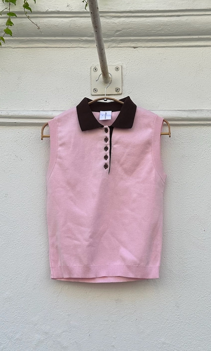 Ärmelloses Polo Top aus Strick - SAMPLE Einzelstück Größe S/M