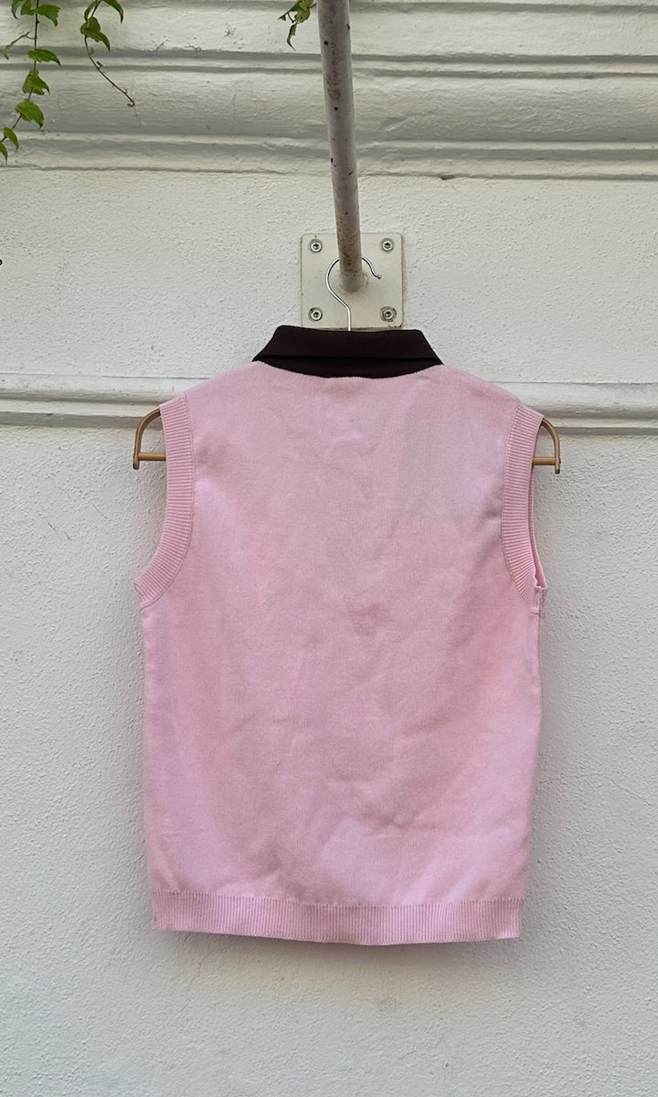 Ärmelloses Polo Top aus Strick - SAMPLE Einzelstück Größe S/M