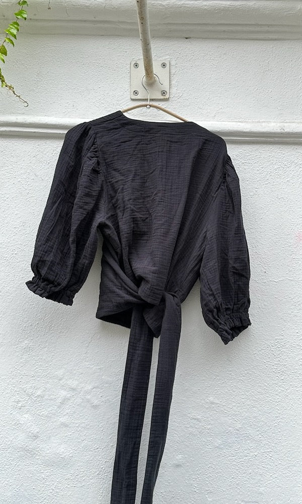 Musselin Wickelbluse - Letztes Einzelstück Größe XL