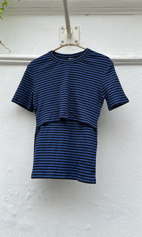 Gestreiftes Kurzarm Stillshirt - SAMPLE Einzelstück Größe S
