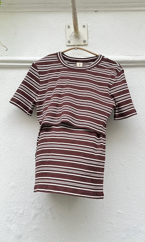 Gestreiftes Kurzarm Stillshirt Vivian - SAMPLE Einzelstück Größe S