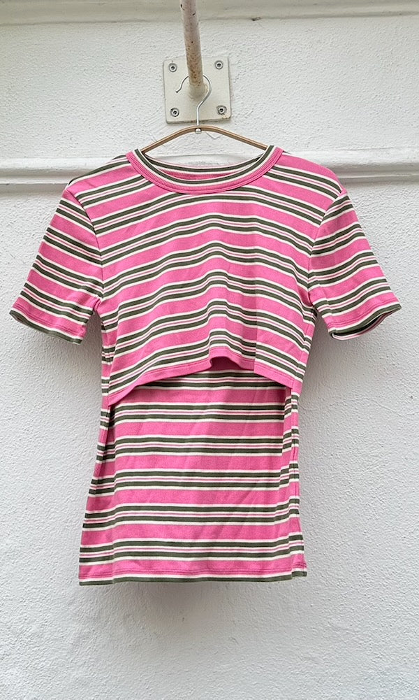 Gestreiftes Kurzarm Stillshirt Vivian - SAMPLE Einzelstück Größe S