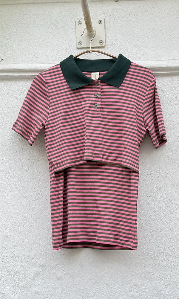 Gestreiftes Still-Kurzarmshirt mit Polokragen - SAMPLE Einzelstück Größe S