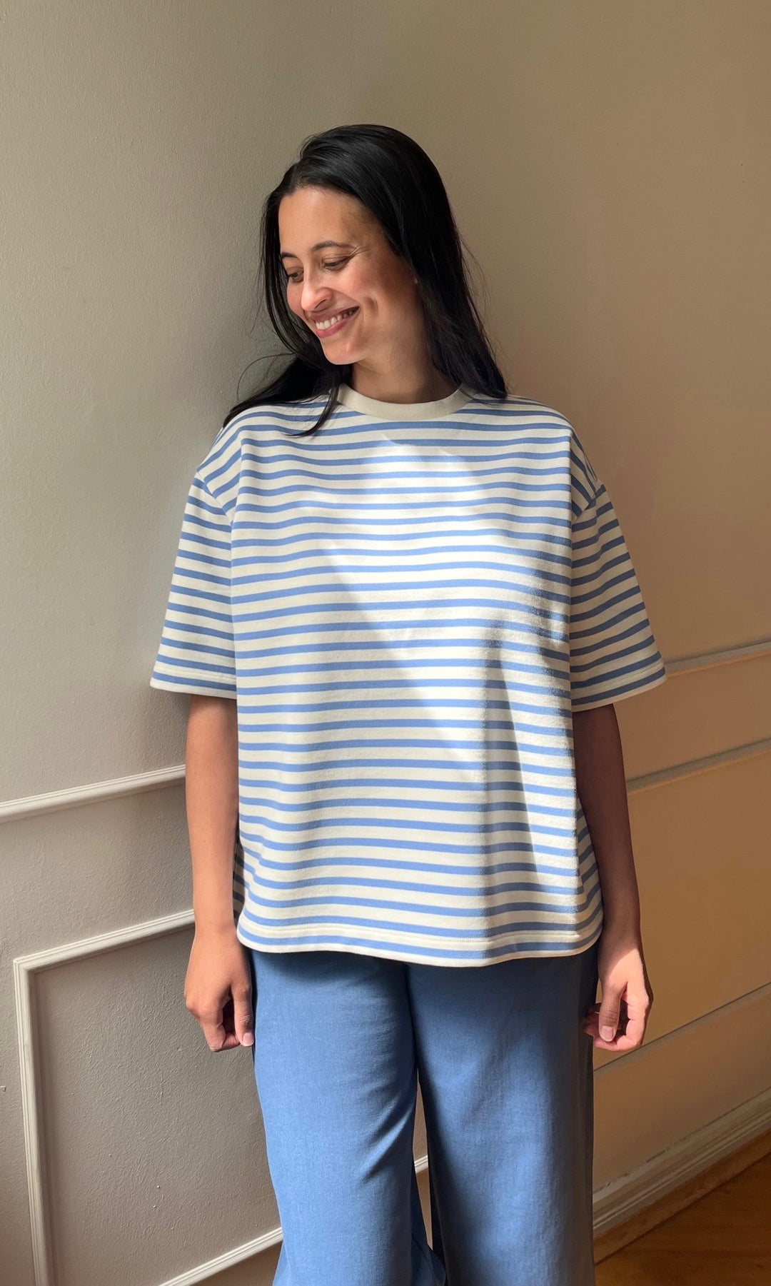 Gestreiftes Oversized T-Shirt - abricot coco