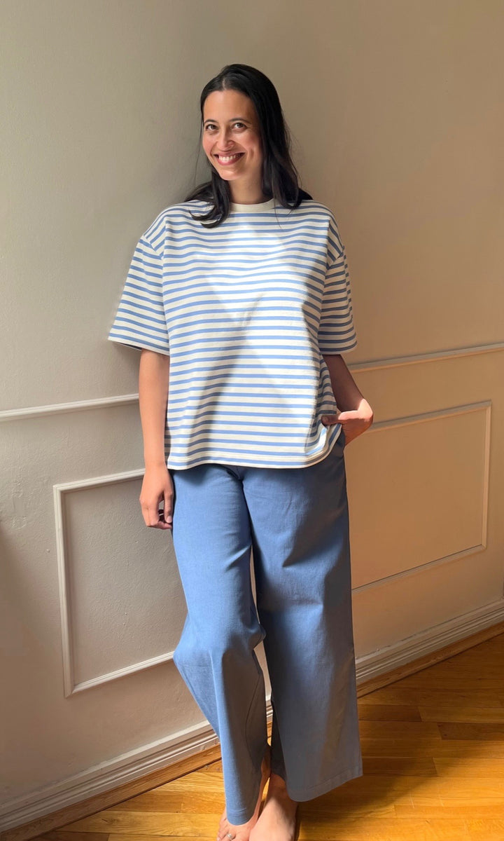 Gestreiftes Oversized T-Shirt - abricot coco