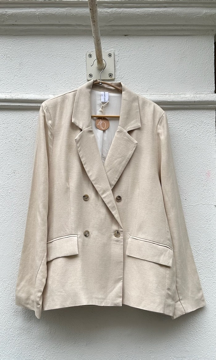 Loose Fit Blazer aus Leinen in Creme — B-Ware