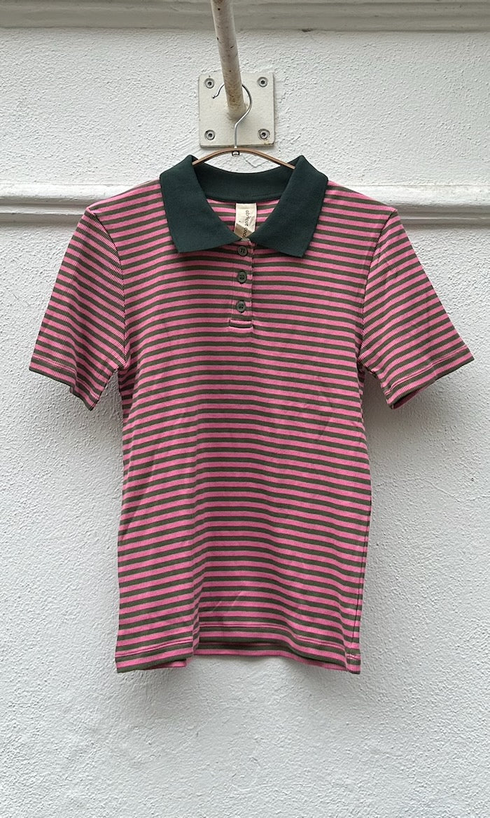 Gestreiftes Kurzarmshirt mit Polokragen - SAMPLE Einzelstück Größe S
