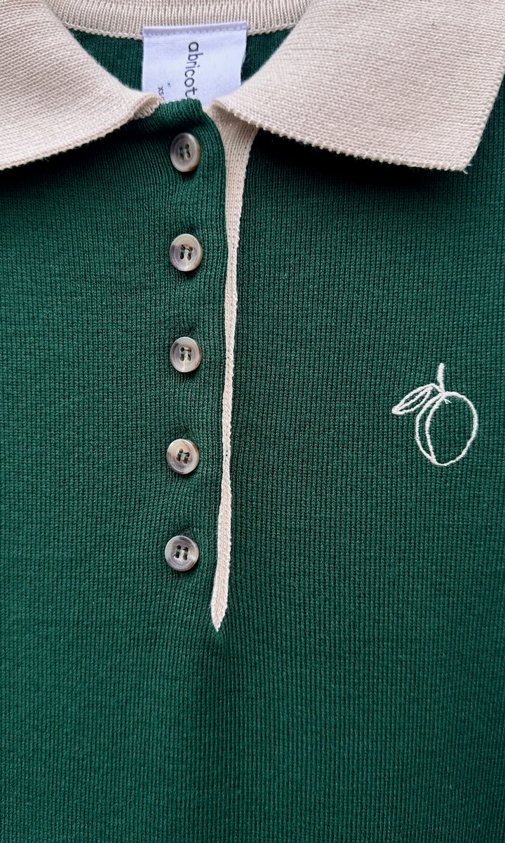 Ärmelloses Kleid Toni aus Strick mit Polo Kragen in Grün — B-Ware