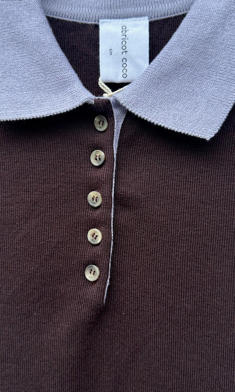 Polo Top Toni aus Strick Chocolat — B-Ware
