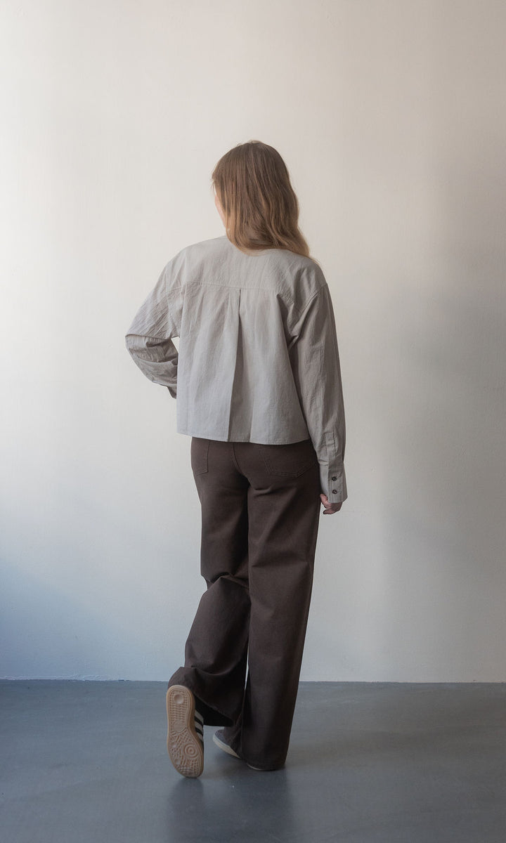 Cropped Oversized Hemd / Karo Sesam
