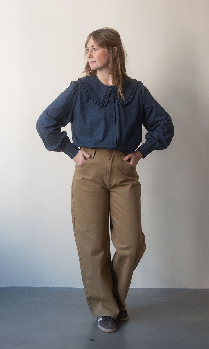 Bluse mit großem Kragen Alice / Dunkelblau