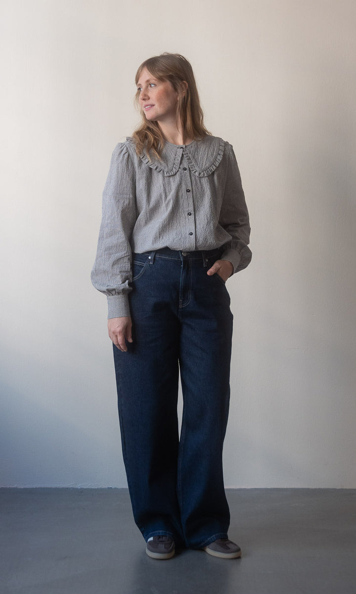 Bluse mit großem Kragen Alice / kariert