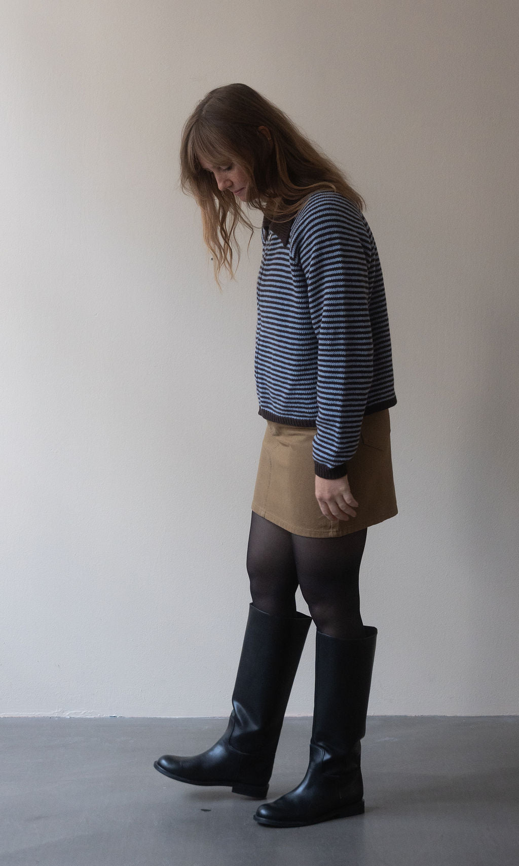 Gestreifte Strickjacke Jola mit Reißverschluss