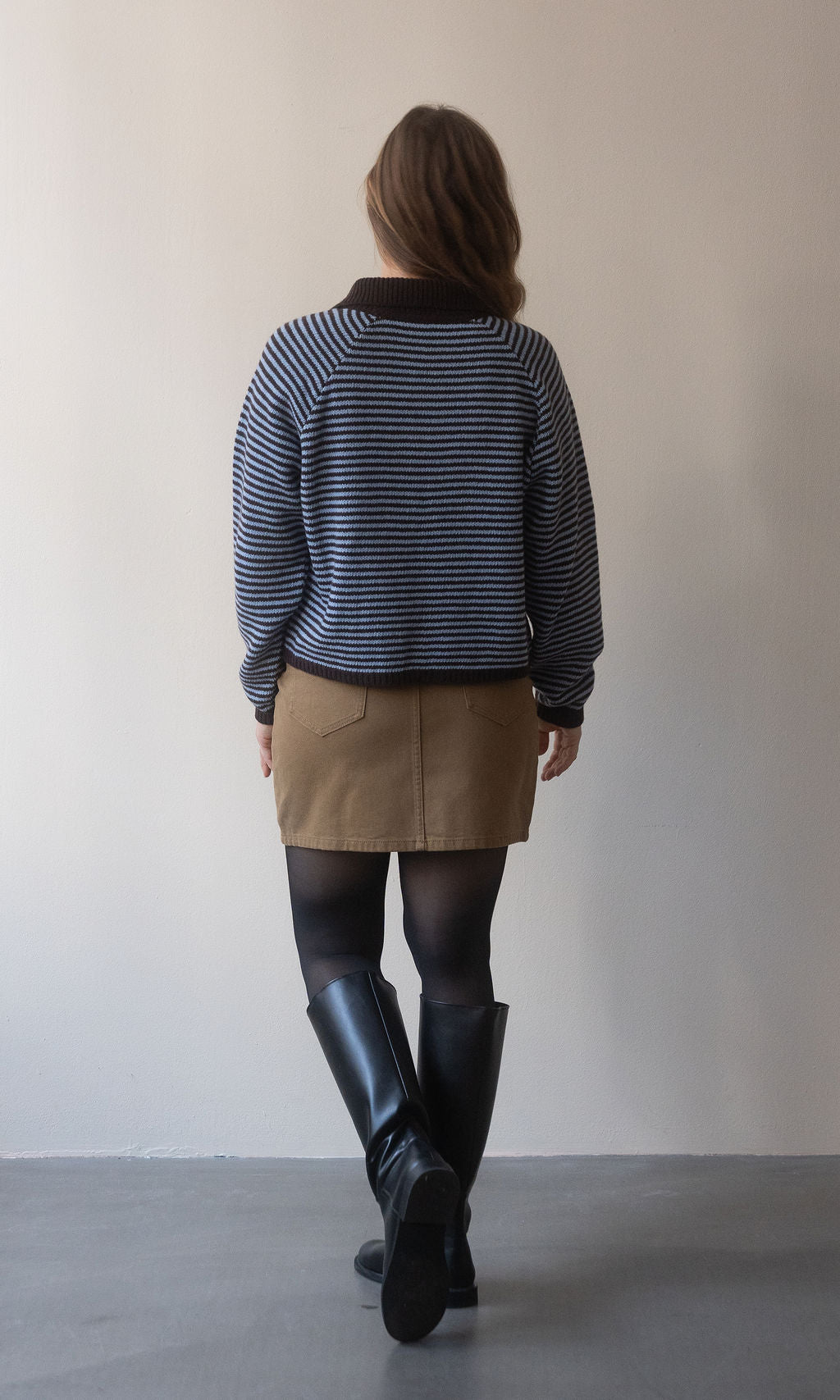 Gestreifte Strickjacke Jola mit Reißverschluss
