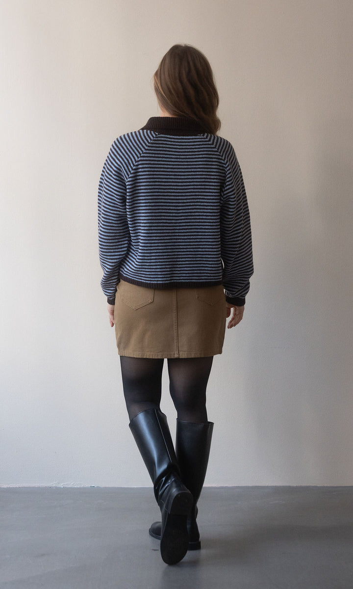 Gestreifte Strickjacke Jola mit Reißverschluss