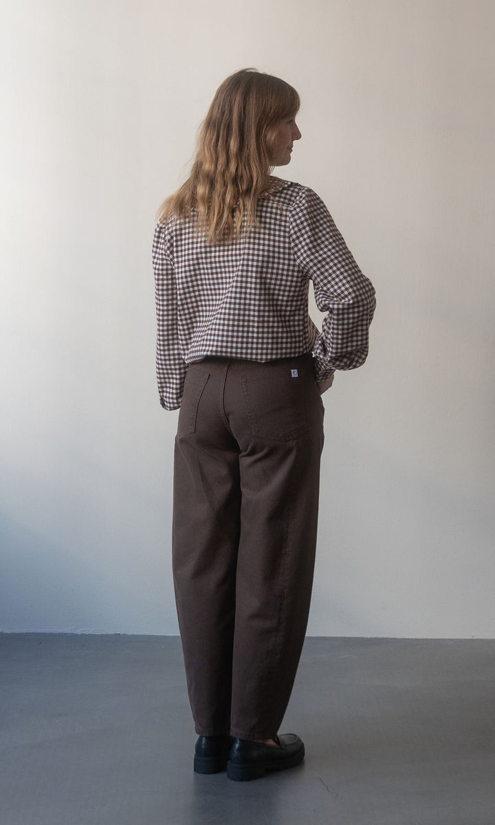 Bluse mit großem Kragen Alice / braun-kariert