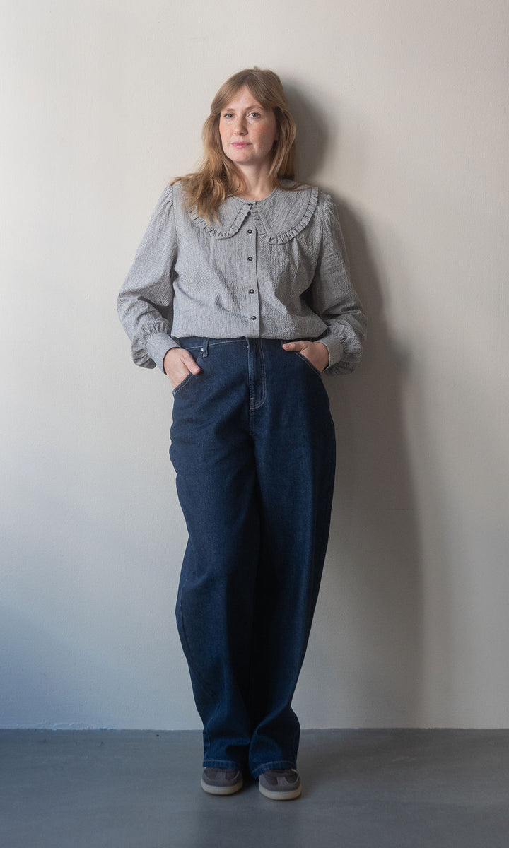 Bluse mit großem Kragen Alice / kariert