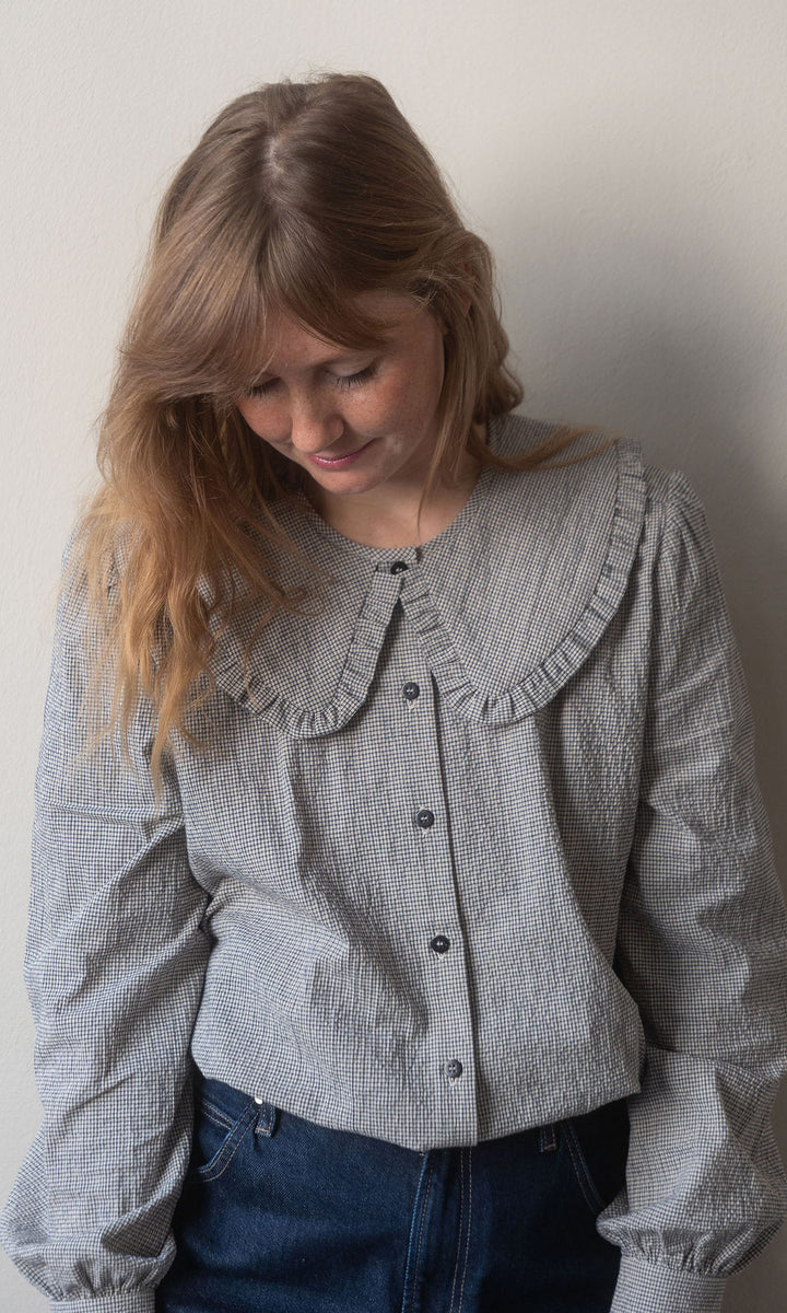 Bluse mit großem Kragen Alice / kariert