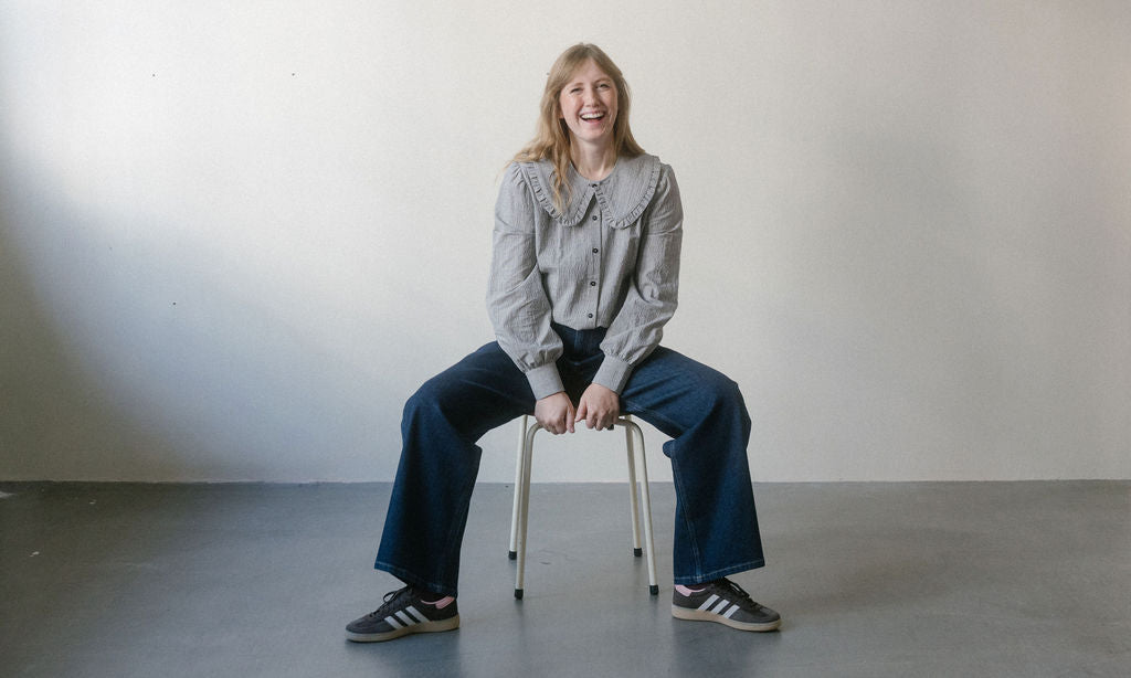 Bluse mit großem Kragen Alice / kariert