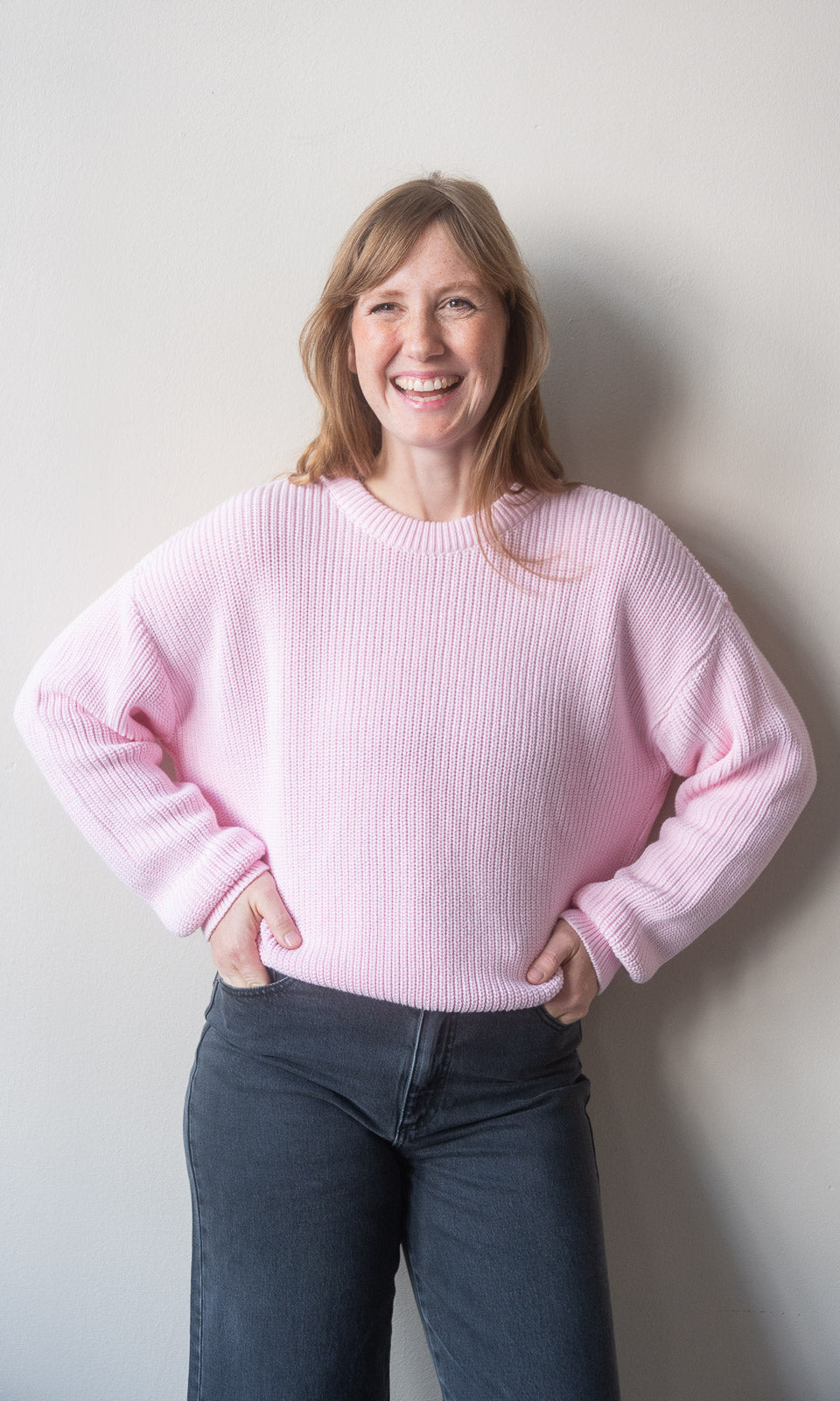Strickpullover aus Bio-Baumwolle / Helles Rosé - abricot coco