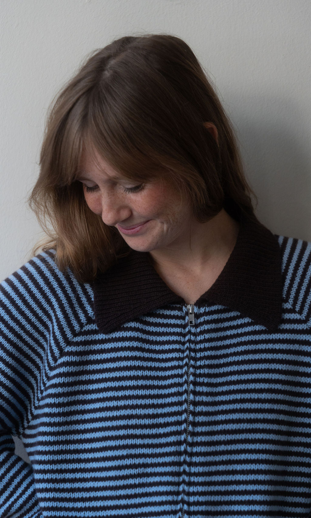Gestreifte Strickjacke Jola mit Reißverschluss