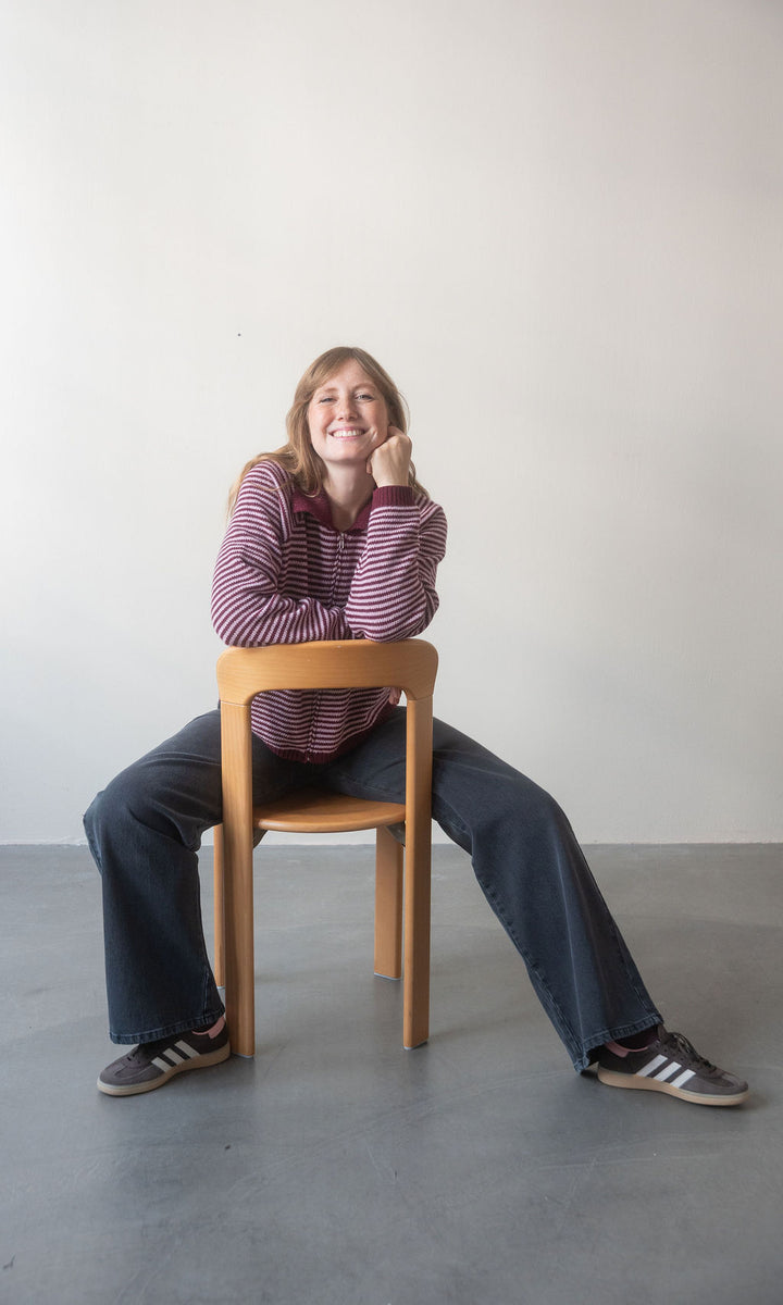 Gestreifte Strickjacke Jola mit Reißverschluss