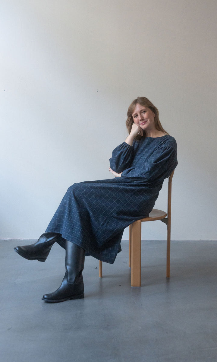 Karo Kleid Lovis / Dunkelblau