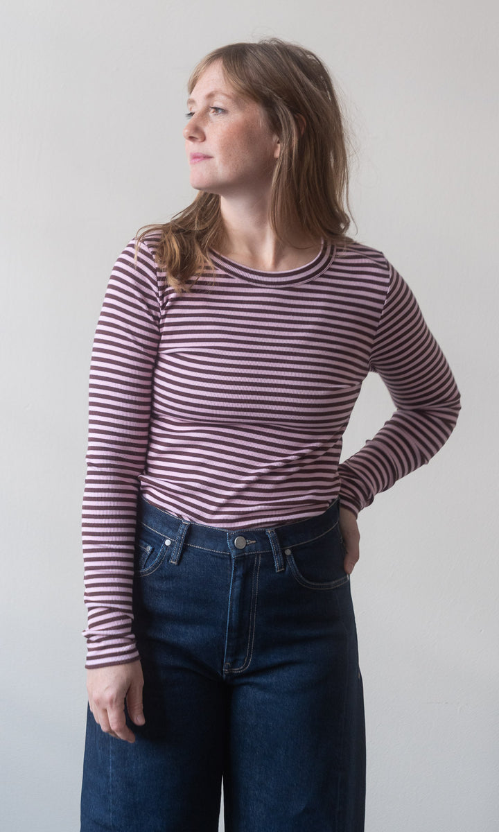 Gestreiftes Langarmshirt Zoé - abricot coco