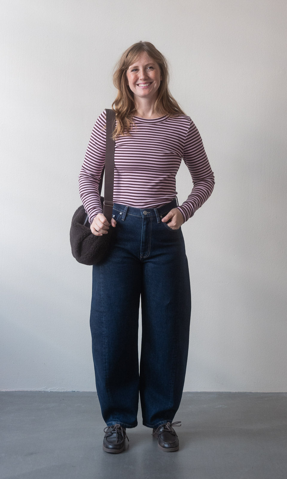 Gestreiftes Langarmshirt Zoé - abricot coco