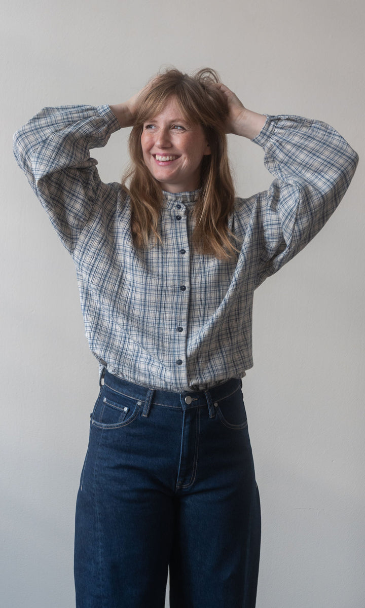 Bluse Célia / blau-kariert