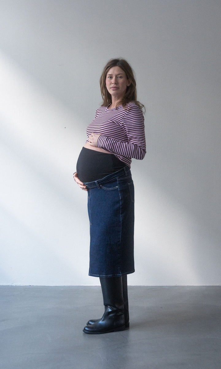 Midi Jeans Umstandsrock / Dunkelblau