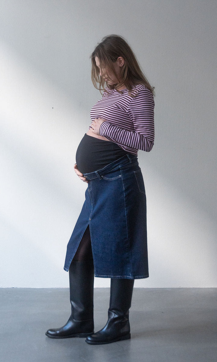 Midi Jeans Umstandsrock / Dunkelblau