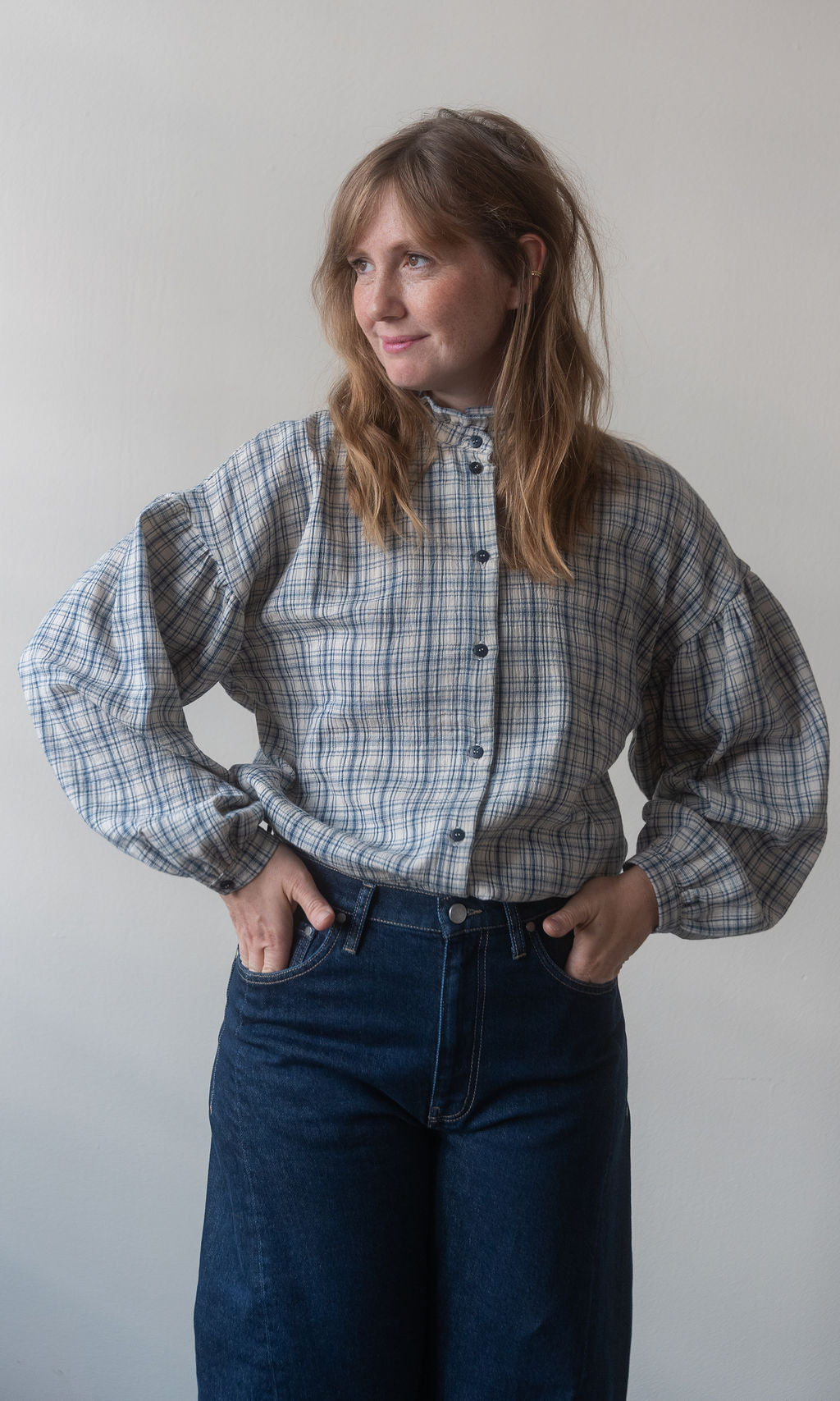 Bluse Célia / blau-kariert